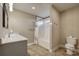 This bathroom features a shower and tub combination and a modern vanity at 924 41St Avenue Ne Dr, Hickory, NC 28601
