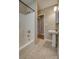 Neutral bathroom with a shower-tub, sink, and tile flooring at 924 41St Avenue Ne Dr, Hickory, NC 28601