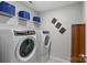 Laundry room with front load washer and dryer, storage shelves, and decor at 1210 Croft Dr # 96, Fort Mill, SC 29708