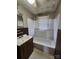 Full bathroom with a vanity, bathtub, and shower combination with neutral wall paint at 1222 Sparrow Springs Rd, Kings Mountain, NC 28086