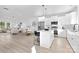 Open concept kitchen with an island, stainless steel appliances, and sleek white cabinetry at 13110 Blacksmith Ct, Matthews, NC 28105