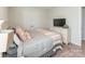 Cozy bedroom featuring a full-size bed, plush pillows, closet, and a side table at 147 Colonial Reserve Ave, Troutman, NC 28166