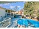 Beautiful backyard featuring a swimming pool, a deck, a canopy, mature trees, and a well-maintained yard at 5304 Split Oak Dr, Charlotte, NC 28227