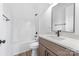 Bathroom featuring a single vanity and a tub shower at 1037 Dameron Rd, Bessemer City, NC 28016