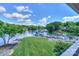 Beautiful waterfront view with boat dock, lush green lawn, and colorful kayaks perfect for outdoor lake living at 107 Pier 33 Dr # 103, Mooresville, NC 28117