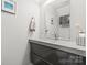 Stylish half bathroom featuring modern vanity with gray cabinetry and concrete countertop at 1133 Metropolitan Ave # 318, Charlotte, NC 28204