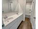 Bathroom features double sink vanity and neutral wall color at 1298 Bryson Ln, Denver, NC 28037