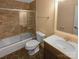 Updated bathroom featuring a shower-tub combination and a modern vanity at 6436 Old Pineville Rd # C, Charlotte, NC 28217