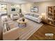 Bright, virtually staged living room with modern furniture, a large rug, and ample natural light at 6436 Old Pineville Rd # C, Charlotte, NC 28217