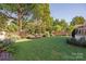 Expansive backyard featuring a lush lawn, mature trees, and landscaping, perfect for outdoor activities and relaxation at 7924 Pemswood St, Charlotte, NC 28277