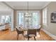 Charming dining area boasting hardwood floors, modern lighting, and access to outdoor space at 7924 Pemswood St, Charlotte, NC 28277