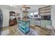 Spacious kitchen with butcher block counters, an island, and updated appliances and fixtures at 836 Love Rd, Blackstock, SC 29014