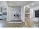 This living room has hardwood floors, an accent brick wall and an open floorplan at 836 Love Rd, Blackstock, SC 29014