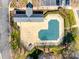 Community pool with an aerial view, showing the layout and surrounding area at 8929 Bryant Field Cir, Charlotte, NC 28277
