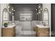 A luxurious bathroom showcasing dual vanities, a freestanding tub, and modern fixtures and lighting at 1057 Maxwell Ct # 13, Marvin, NC 28173