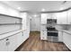 Modern kitchen with white cabinetry, stainless steel appliances, and ample counter space at 118 W Lee Ave, Bessemer City, NC 28016