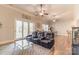 Spacious living room with hardwood floors, sliding glass doors and ample lighting at 258 Ridge Reserve Dr, Lake Wylie, SC 29710