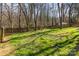 Expansive backyard with mature trees and a secure fence, perfect for outdoor enjoyment at 3428 Braewick Pl, Charlotte, NC 28227