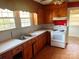Functional kitchen featuring a double sink, white appliances, wood cabinets at 437 & 437 1/2 Hope St, Rock Hill, SC 29730