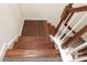 Staircase with wooden steps and white railing leading to the upper level at 865 Kathy Dianne Dr, Fort Mill, SC 29707