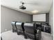 A theater room featuring tiered seating, projector, and a large screen at 865 Kathy Dianne Dr, Fort Mill, SC 29707
