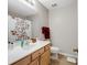Standard bathroom with a floral shower curtain and a single sink vanity at 11420 Glaetzer Ln, Charlotte, NC 28270