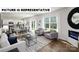 Cozy living room showcases an open floor plan with modern furniture and a view of the kitchen at 122 Woodhall Way, Troutman, NC 28166