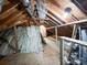 Unfinished attic space provides storage and potential for customization, with exposed beams and insulation at 1589 E Lakewood Dr, Rock Hill, SC 29732
