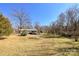 Large backyard with mature trees, a deck, and a swimming pool at 1589 E Lakewood Dr, Rock Hill, SC 29732