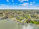 Picturesque aerial shot of waterfront homes featuring private docks and a serene lake view at 171 Longboat Rd, Mooresville, NC 28117