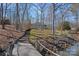 Expansive backyard with a private dock, wooden steps and lush greenery leading to the waterfront at 213 Patternote Rd, Mooresville, NC 28117