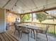 Well-lit patio with a wooden dining table, stylish chairs, and a view of the backyard at 2520 Foxworth Dr, Monroe, NC 28110