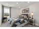 Comfortable bedroom with a patterned bedspread, natural light, and neutral decor for a relaxing ambiance at 5009 Kellaher Pl, Charlotte, NC 28216