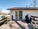 A view of the back deck with space for a grill and sliding glass doors to the home at 506 Bond St, Cherryville, NC 28021