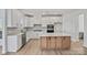 Modern kitchen featuring white cabinetry, a center island, and stainless steel appliances at 1279 Kindness Nw Ct, Concord, NC 28027