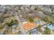 Aerial view of a residential area with a new home construction site ready for a new build at 160 S Sycamore St, Mooresville, NC 28115