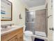 Bathroom featuring a glass shower and wooden vanity at 2100 Lincolnton Hwy, Cherryville, NC 28021