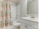 Bathroom with bathtub/shower combo, curtain and a vanity at 2894 Westshore Pl, Denver, NC 28037