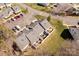 An aerial view displays townhomes with fenced patios and a designated parking area for residents and their visitors at 605 Gable Dr, Rock Hill, SC 29732