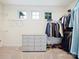 Spacious walk-in closet with three windows, a dresser and hanging racks at 10521 Ardley Manor Dr, Mint Hill, NC 28227