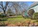 Spacious backyard with mature trees surrounding the property at 12 Church St, York, SC 29745