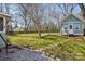 Expansive backyard featuring a lush lawn, mature trees, outbuilding and a serene natural setting at 12 Church St, York, SC 29745