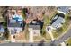 A birds eye view of the home showing a pool, trampoline and surrounding neighborhood at 2010 Hollyhedge Ln, Indian Trail, NC 28079