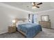 Main bedroom with tray ceiling, neutral walls, carpet and ensuite bathroom at 2010 Hollyhedge Ln, Indian Trail, NC 28079