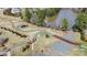 Aerial view of the walking trails, bridges and pond in the community at 2283 Iron Works Dr, Clover, SC 29710