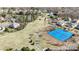 Aerial view of the community's tennis courts with nearby homes and walking trail at 2283 Iron Works Dr, Clover, SC 29710