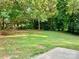 Lush backyard featuring a green lawn, mature trees, and a partial view of the patio at 2314 Knickerbocker Dr, Charlotte, NC 28212