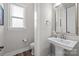 Half bathroom featuring modern fixtures, stylish sink, and fresh design elements at 2419 Paddlers Cove Dr, Clover, SC 29710
