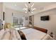 Bedroom with statement lighting, a window bench with city views and shelving at 300 W 5Th St # 711, Charlotte, NC 28202