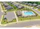An aerial view of the community pool, clubhouse, parking, playground, and surrounding homes at 5316 Baker Ln, Clover, SC 29710